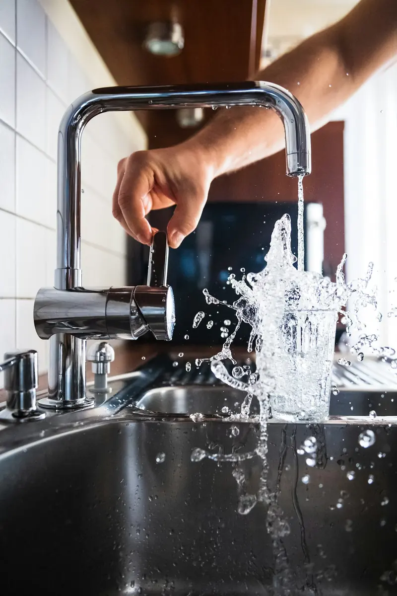 Water running from a tap